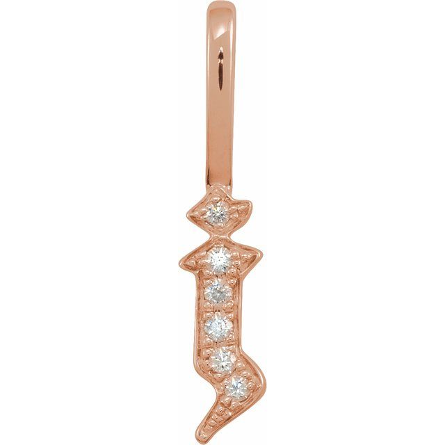14K Rose .035 CTW Natural Diamond Gothic Initial J Charm/Pendant