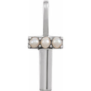 14K White Cultured White Freshwater Pearl Initial T Charm/Pendant