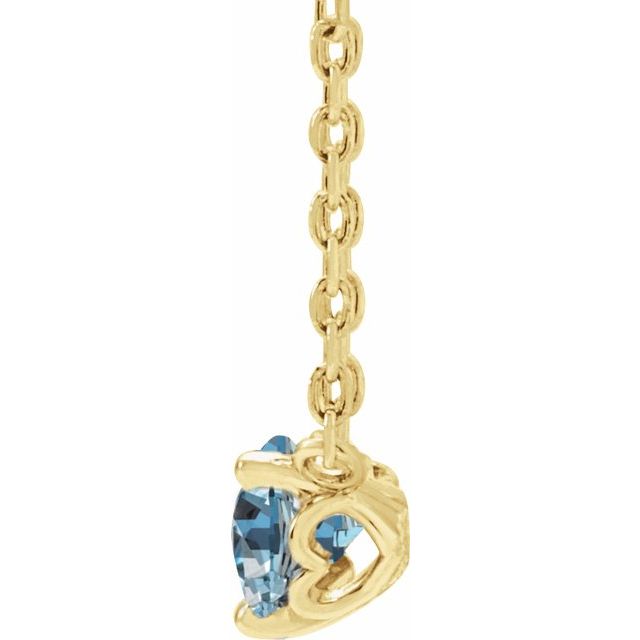 14K Yellow Natural Sky Blue Topaz Solitaire 18" Necklace