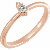 14K Rose Natural White Sapphire & .015 CT Natural Diamond Ring