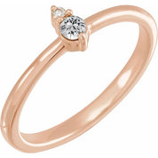 14K Rose Natural White Sapphire & .015 CT Natural Diamond Ring