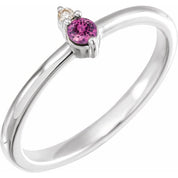 Platinum Natural Pink Sapphire & .015 CT Natural Diamond Ring