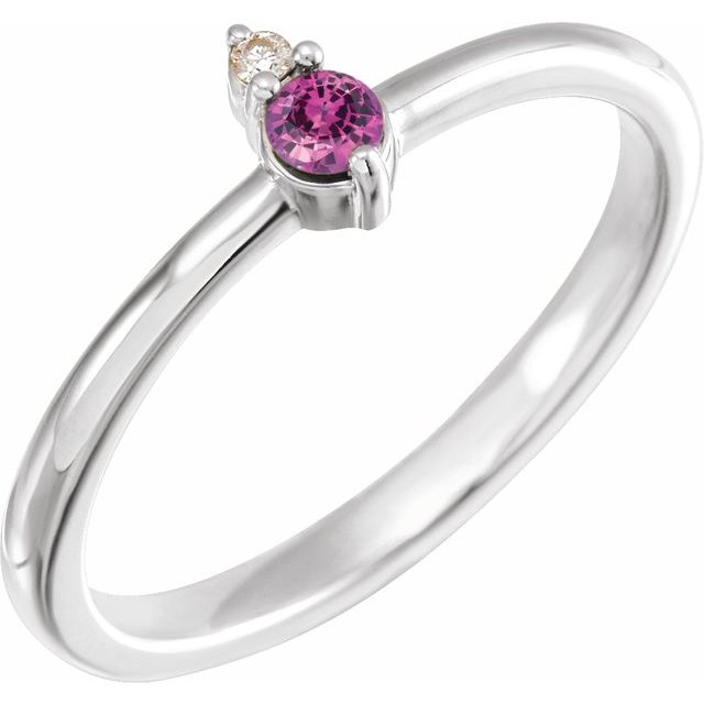Platinum Natural Pink Sapphire & .015 CT Natural Diamond Ring