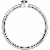 14K White Natural Blue Sapphire & .015 CT Natural Diamond Ring
