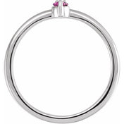 Sterling Silver Natural Pink Sapphire & .015 CT Natural Diamond Ring