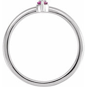 14K White Natural Pink Sapphire & .015 CT Natural Diamond Ring