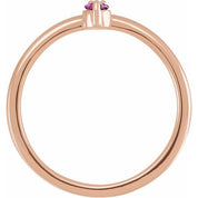 14K Rose Natural Pink Sapphire & .015 CT Natural Diamond Ring