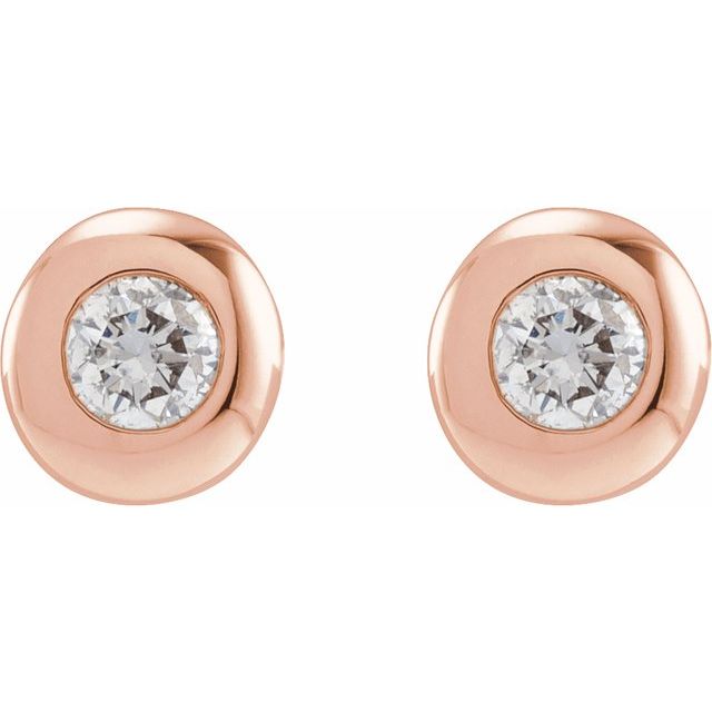 14K Rose 1/5 CTW Lab-Grown Diamond Domed Bezel-Set Earrings