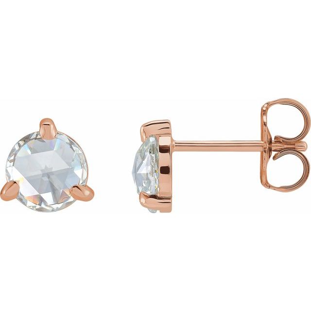 14K Rose 1 CTW Rose-Cut Natural Diamond Stud Earrings