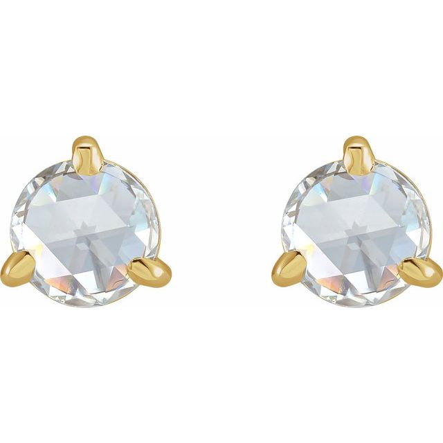 14K Yellow 1 CTW Rose-Cut Natural Diamond Stud Earrings