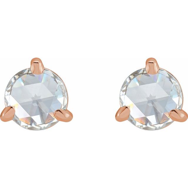 14K Rose 1 CTW Rose-Cut Natural Diamond Stud Earrings