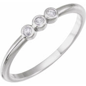 14K White .09 CTW Rose-Cut Natural Diamond Stackable Ring