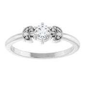 14K White 1/6 CTW Rose-Cut Natural Diamond Stackable Ring