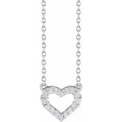 14K Lab-Grown Diamond Heart Necklace 16-18" with 3/8 to 1/5 CTW