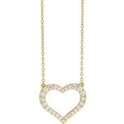 14K Lab-Grown Diamond Heart Necklace 16-18" with 3/8 to 1/5 CTW