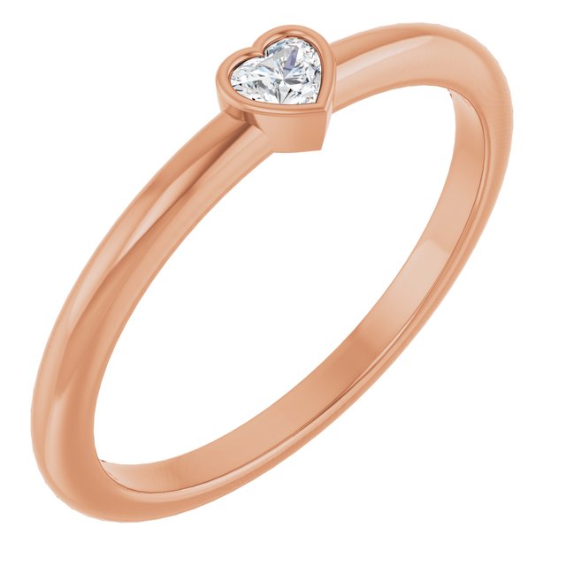 14K Rose 1/10 CT Natural Diamond Stackable Ring