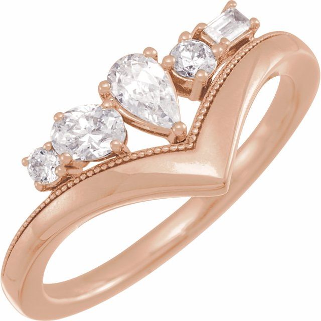 14K Rose 1/2 CTW Lab-Grown Diamond V Ring