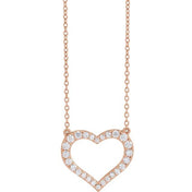 14K Lab-Grown Diamond Heart Necklace 16-18" with 3/8 to 1/5 CTW