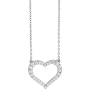 14K Lab-Grown Diamond Heart Necklace 16-18" with 3/8 to 1/5 CTW