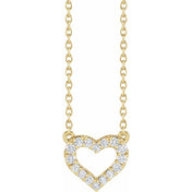 14K Lab-Grown Diamond Heart Necklace 16-18" with 3/8 to 1/5 CTW