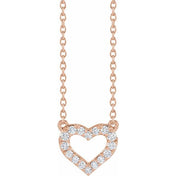 14K Lab-Grown Diamond Heart Necklace 16-18" with 3/8 to 1/5 CTW