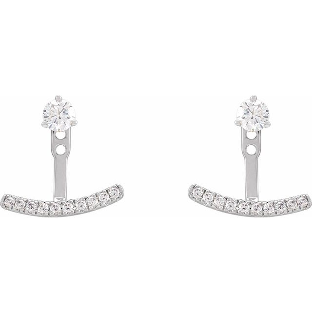 14K White 1/5 CTW Lab-Grown Diamond Curved Bar Earring Jackets