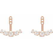 14K Rose 1 CTW Lab-Grown Diamond Curved Bar Earring Jackets