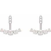 14K White 1 CTW Lab-Grown Diamond Curved Bar Earring Jackets