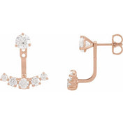 14K Rose 1 CTW Lab-Grown Diamond Curved Bar Earring Jackets