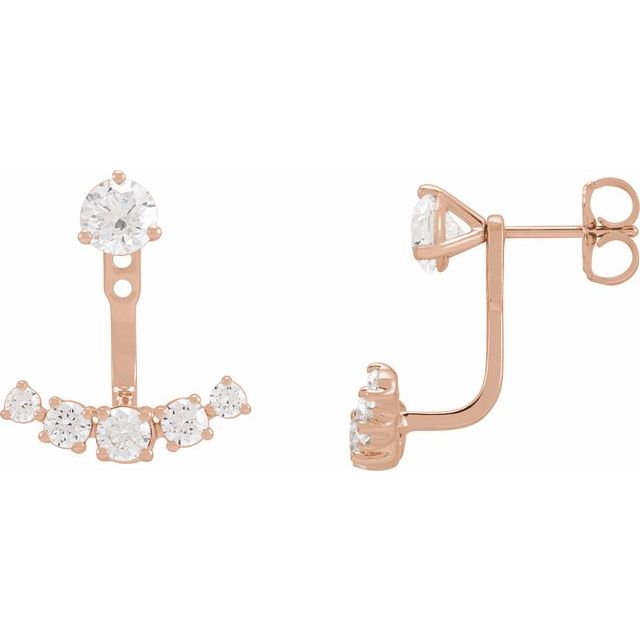 14K Rose 1 CTW Lab-Grown Diamond Curved Bar Earring Jackets