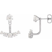 14K White 1 CTW Lab-Grown Diamond Curved Bar Earring Jackets