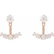 14K Rose 1 CTW Lab-Grown Diamond Curved Bar Earring Jackets