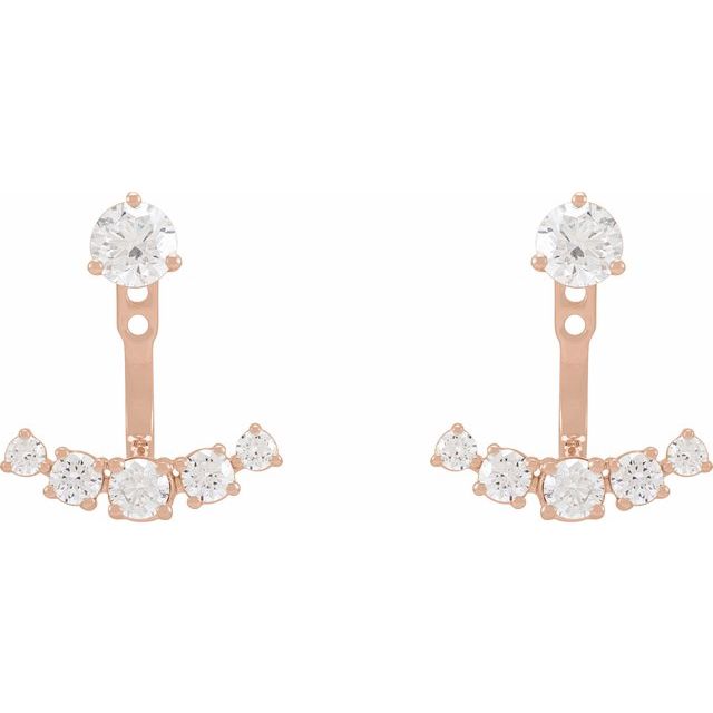 14K Rose 1 CTW Lab-Grown Diamond Curved Bar Earring Jackets