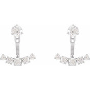 14K White 1 CTW Lab-Grown Diamond Curved Bar Earring Jackets