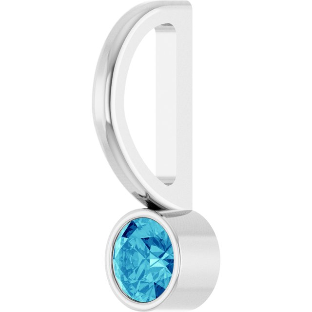 Sterling Silver Natural Blue Zircon Charm/Pendant