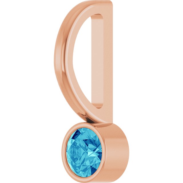 14K Rose Natural Blue Zircon Charm/Pendant