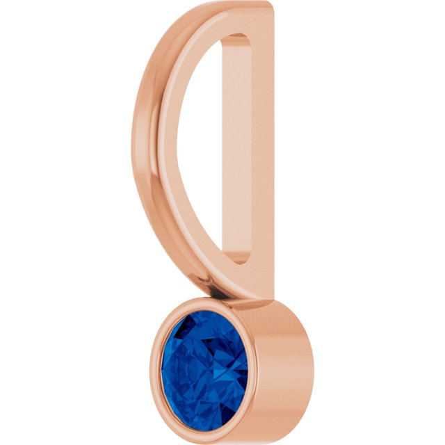 14K Rose Lab-Grown Blue Sapphire Charm/Pendant