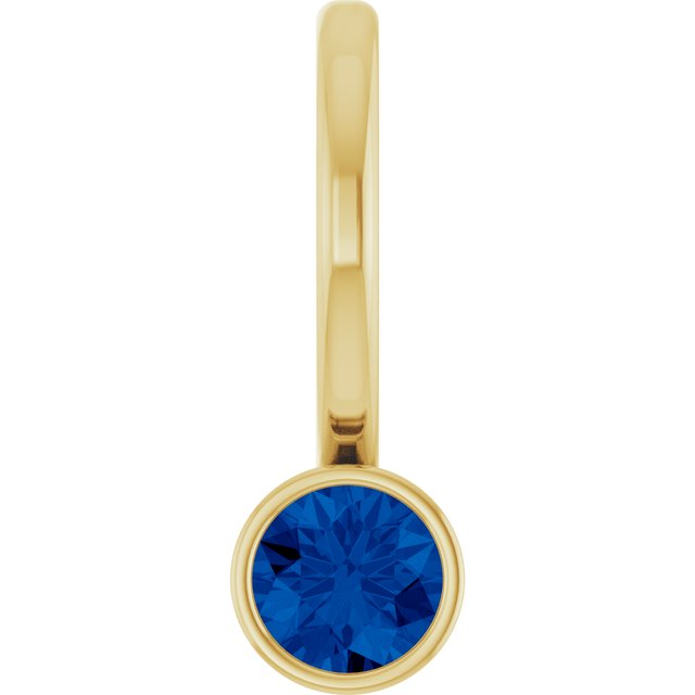 14K Yellow Natural Blue Sapphire Charm/Pendant