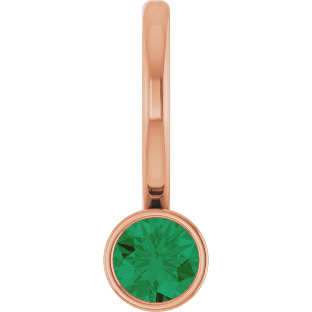 14K Rose Natural Emerald Charm/Pendant