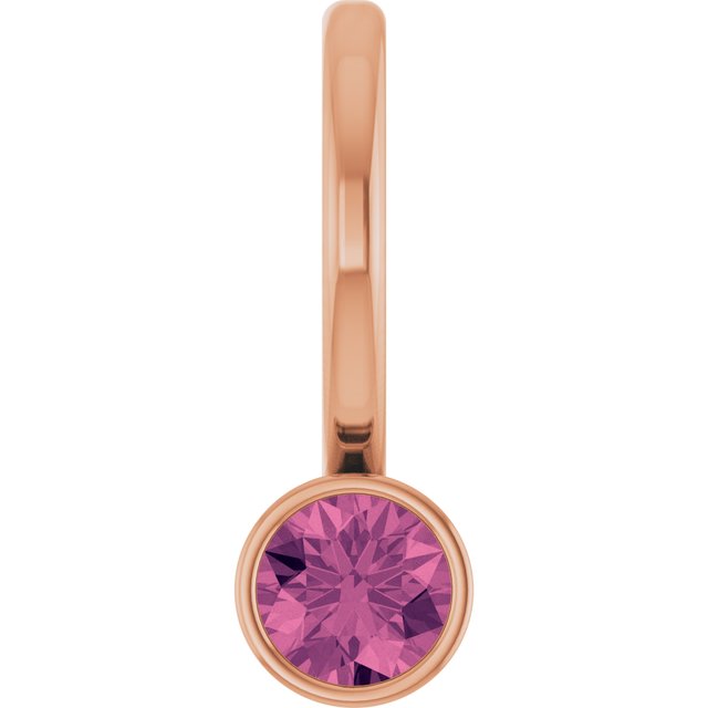14K Rose Natural Pink Tourmaline Charm/Pendant