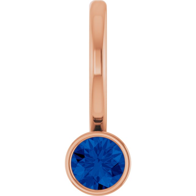 14K Rose Natural Blue Sapphire Charm/Pendant