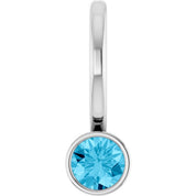 14K White Natural Aquamarine Charm/Pendant