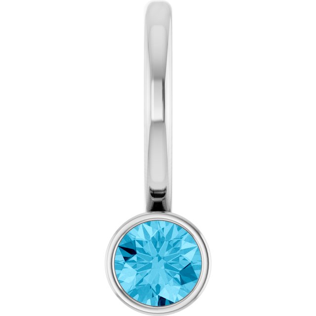 14K White Natural Aquamarine Charm/Pendant