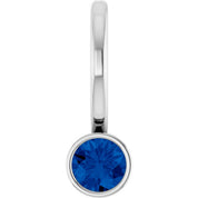 14K White Lab-Grown Blue Sapphire Charm/Pendant