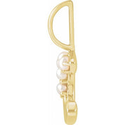 14K Yellow Cultured White Freshwater Pearl Initial C Charm/Pendant