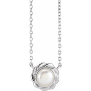 Platinum Cultured White Freshwater Pearl 18" Necklace