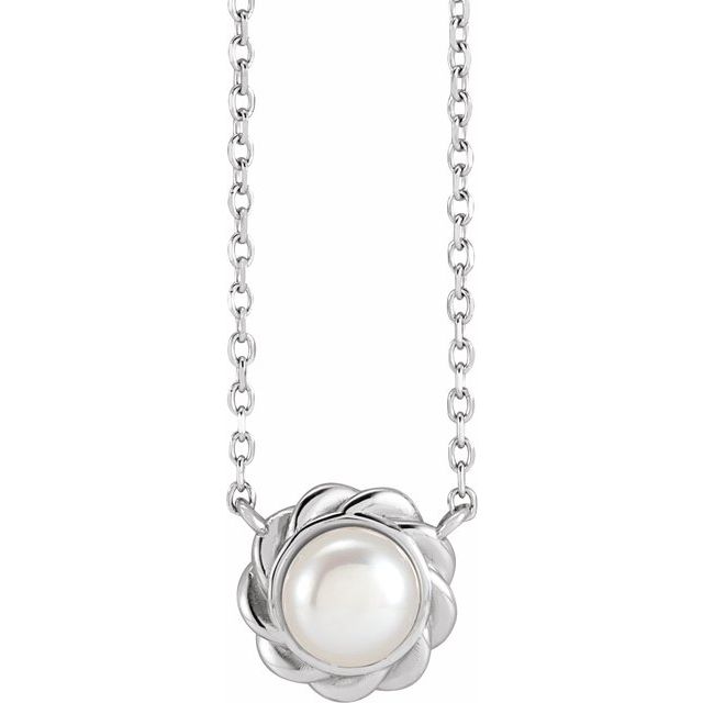 Platinum Cultured White Freshwater Pearl 18" Necklace