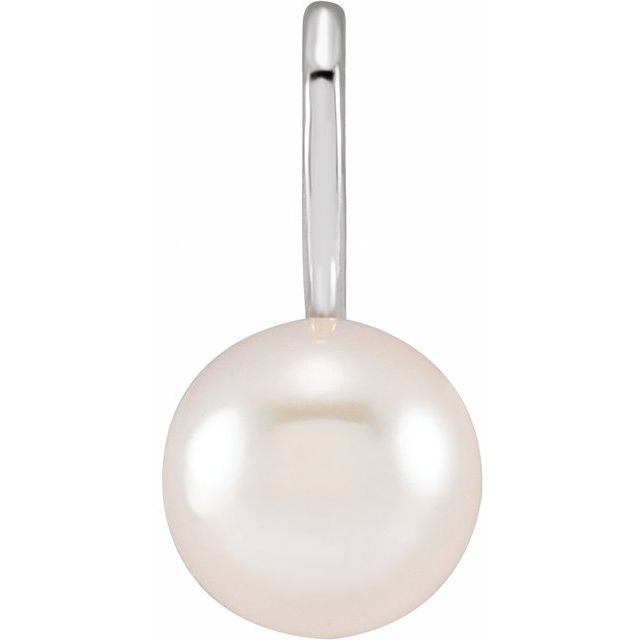 Sterling Silver Cultured White Akoya Pearl Charm/Pendant
