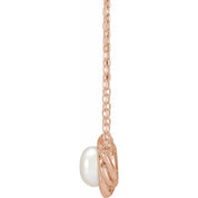 14K Rose Cultured White Freshwater Pearl 18" Necklace