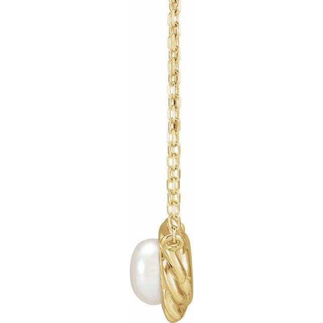 14K Yellow Cultured White Freshwater Pearl 18" Necklace